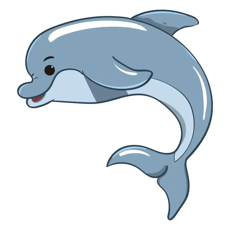 Cool Dolphin Colored Cartoon Drawing